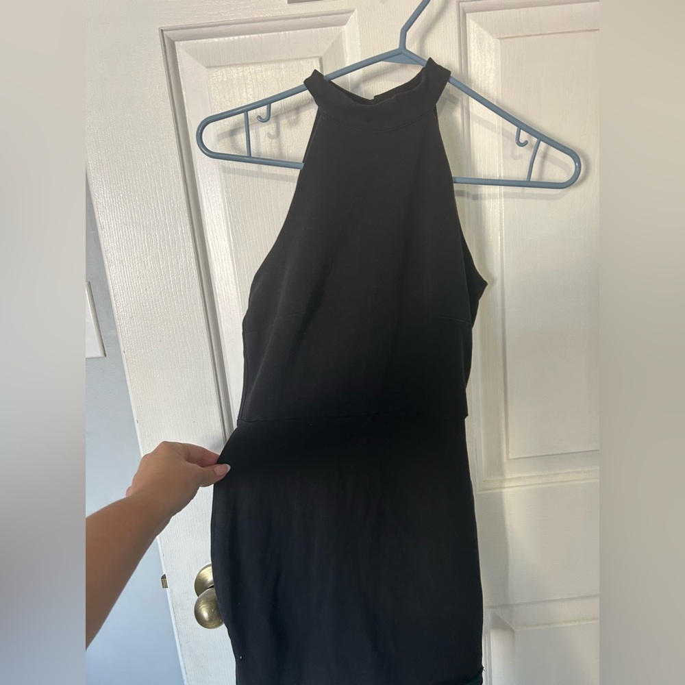 ASOS petite black open back dress